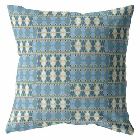 PALACEDESIGNS 16 in. Spades Indoor & Outdoor Throw Pillow Muted Light Blue & Cream PA3667620